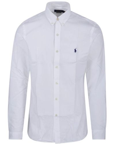 Ralph Lauren Elegantes weißes Langarm-Sportshirt - Blau