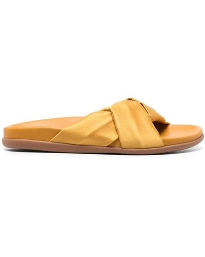 Ancient Greek Sandals Sliders - Yellow