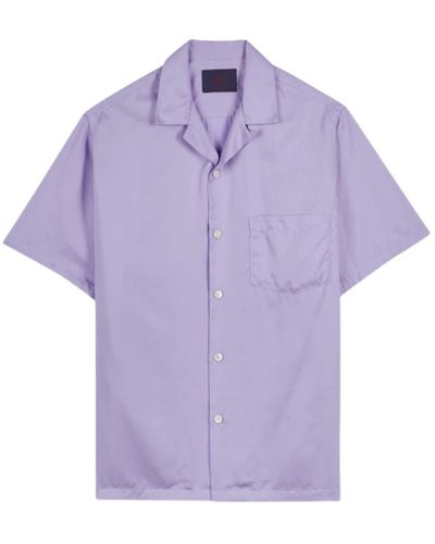 Portuguese Flannel Short Sleeve Shirts - Purple