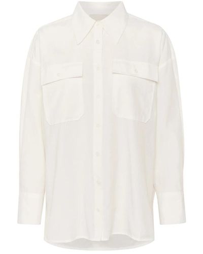 My Essential Wardrobe Camicia boxy con tasche sul petto snow - Bianco