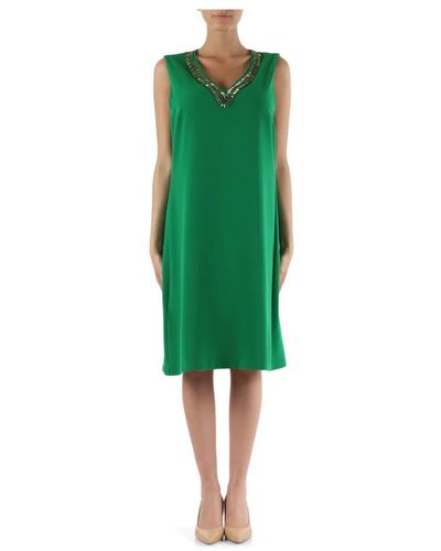 Elena Miro Kleid aus fließendem stoff mit aufgebrachten steinen - Grün