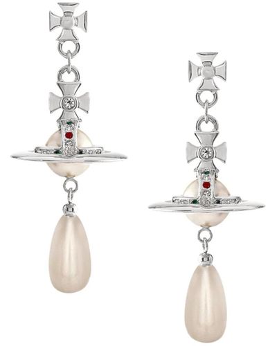 Vivienne Westwood Orecchini gocce di perle in platino - Metallizzato