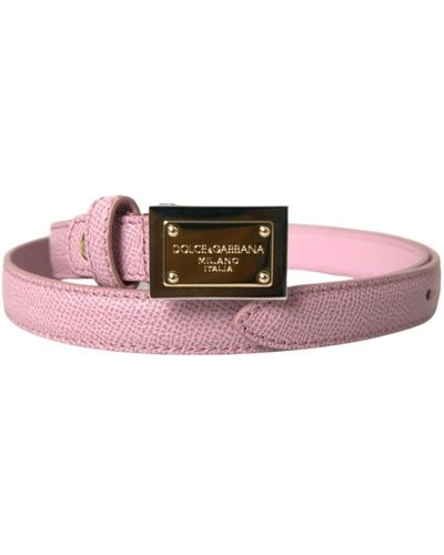 Dolce & Gabbana Pink Jaquard Embroidered Gold Tone Metal Buckle Belt
