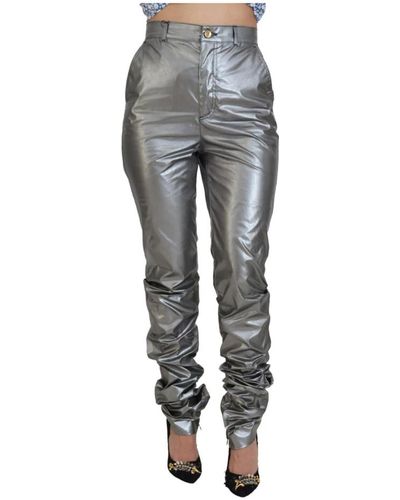 Dolce & Gabbana Pantaloni skinny vita alta argento metallico - Grigio