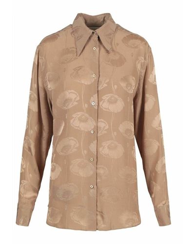 Gucci Poppy flower silk jacquard blouse - Neutro
