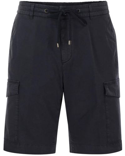 Peserico Lightweight cotton lyocell canvas jogger bermuda shorts - Blu