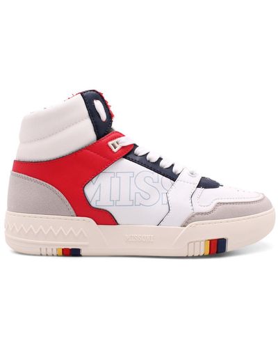 Missoni Ankle paneled leather sneakers - Rouge