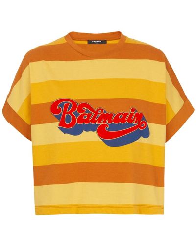 Balmain Court Logo T-Shirt der 70er Jahre - Gelb