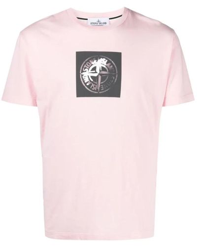 Stone Island Hellrosa t-shirt mit logo-print - Pink