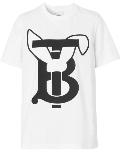 Burberry Baumwoll-t-shirt mit markenprint - Weiß