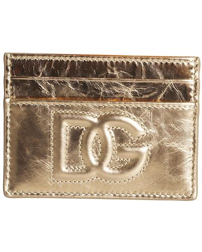 Dolce & Gabbana Goldene geldbörse mit geprägtem logo - Mettallic