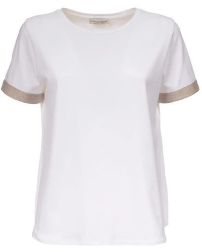 Le Tricot Perugia Kurzarm t-shirt aus baumwolle - Weiß