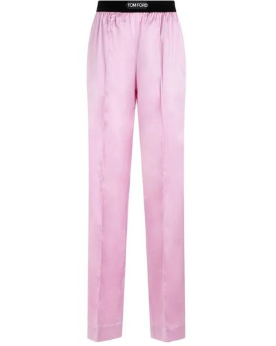 Tom Ford Pantaloni pigiama in seta rosa viola
