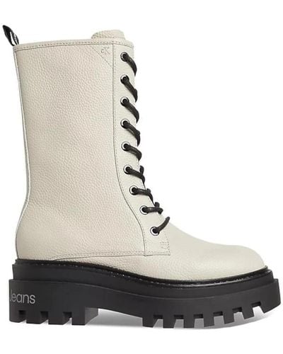 Calvin Klein Lace-Up Boots - Natural