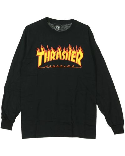 Thrasher Lange flammenhemden l / s - Schwarz