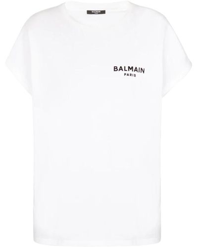 Balmain Beflocktes t-shirt - Weiß
