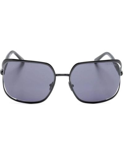 Tom Ford Schwarze sonnenbrille mit originalzubehör - Blau