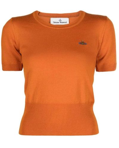 Vivienne Westwood Maglietta in cotone con logo - arancione