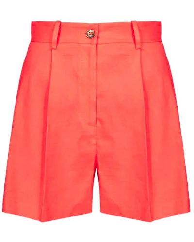 Pinko Rote leinen stretch shorts mit hoher taille