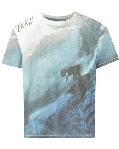 ERL Ripped kragen beach boys t-shirt - Blau
