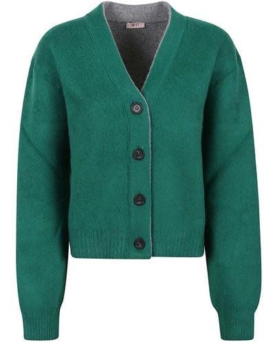 N°21 Cardigan bicolore verde