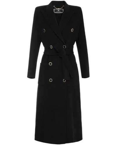 Elisabetta Franchi Belted Coats - Black