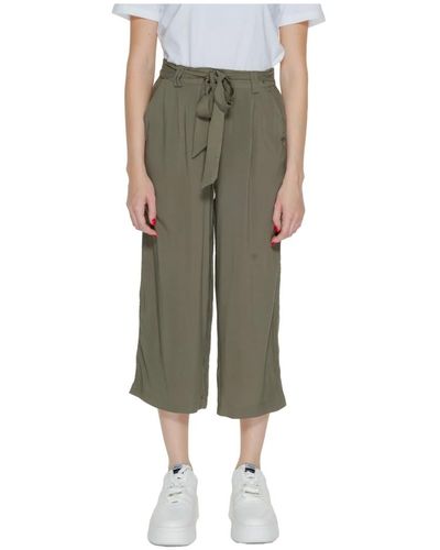 ONLY Pantalones cropped de viscosa colección primavera/verano - Verde