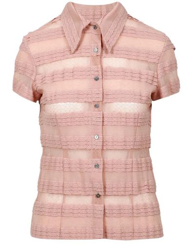 N°21 Bluse mit krepp-effekt und stehkragen - Pink