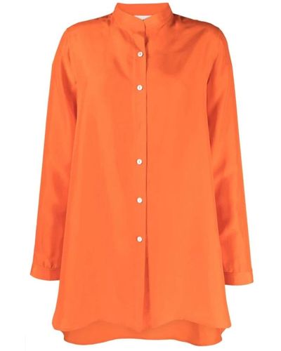 P.A.R.O.S.H. Vestido de seda naranja con pliegues