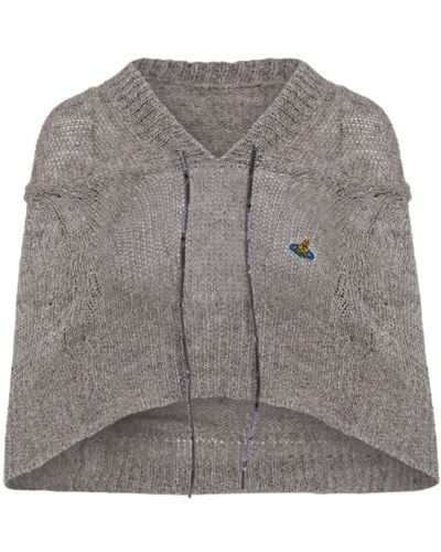 Vivienne Westwood Beige tweed hoodie rubina style - Grigio