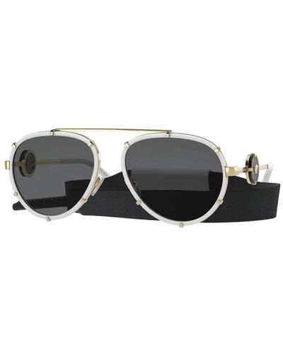 Versace Weiße rahmen sonnenbrille für frauen - Schwarz