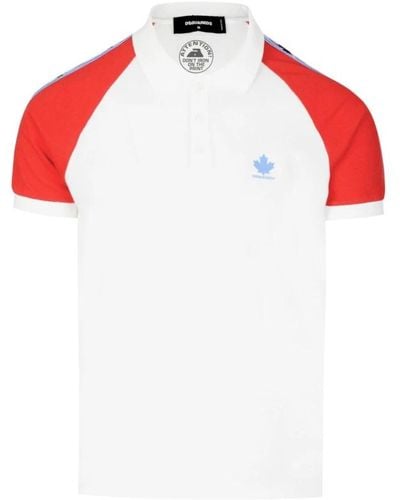 DSquared² Leaf tape logo polo shirt - Rosso