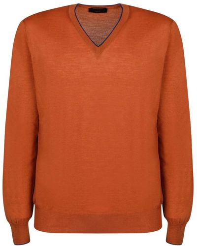Gran Sasso V-neck knitwear - Orange