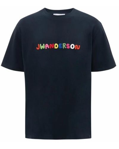 JW Anderson T-shirt con logo ricamato - Blu