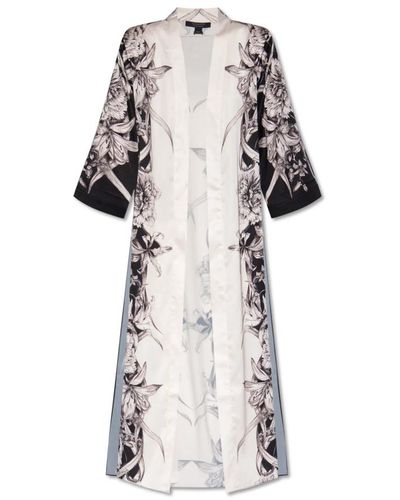 AllSaints Carine satin kimono mit blumenmuster - Weiß
