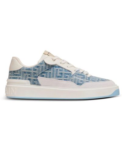 Balmain Sneakers b-court flip in denim monogramma pb labirinto - Blu