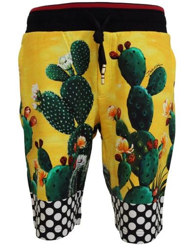 Dolce & Gabbana Pantaloncini in cotone con stampa cactus - Giallo