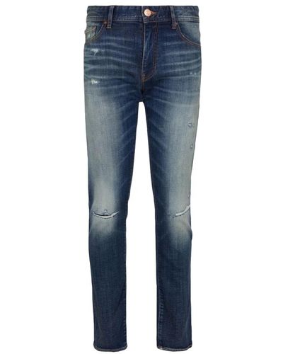 Armani Exchange E Jeans mit Elastischer Baumwolle und Zerrissenem Knie - Blau
