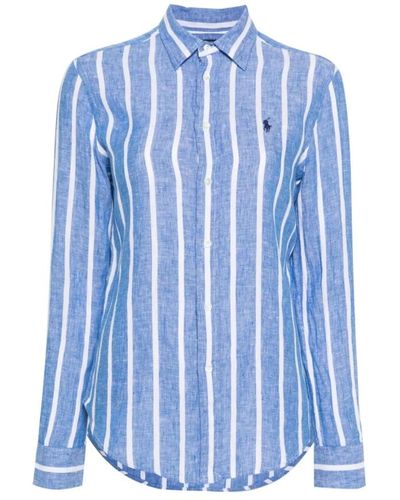 Polo Ralph Lauren Camisa a rayas de lino azul