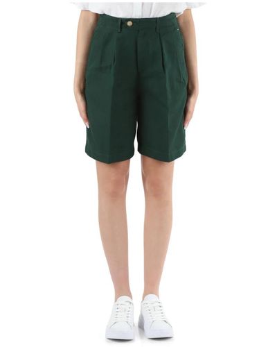Tommy Hilfiger Bermuda-shorts aus baumwolle und leinen mit falten - Grün