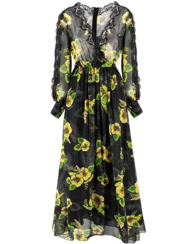 Ermanno Scervino Vestido largo estampado floral escote en v - Verde