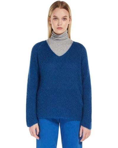 Max Mara V-Neck Knitwear - Blue