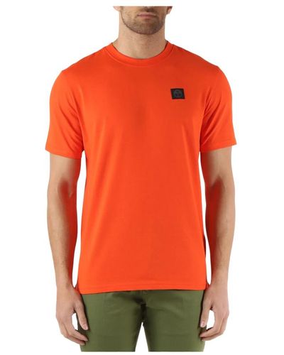 North Sails T-shirt in cotone stretch con patch logo frontale - Rosso
