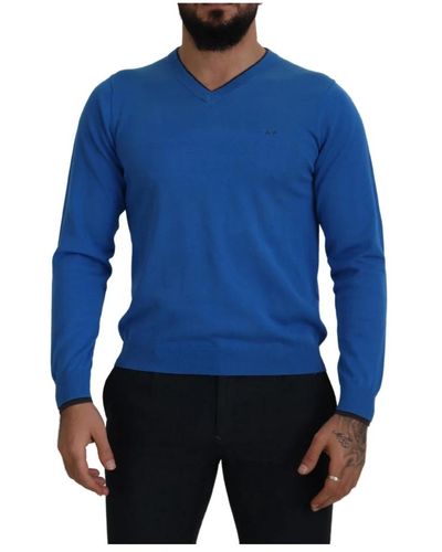 Sun 68 V-neck knitwear - Blu