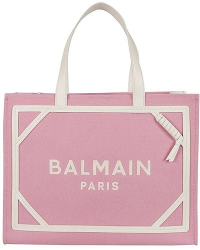 Balmain Rose creme canvas shopper tasche,tote bags - Pink