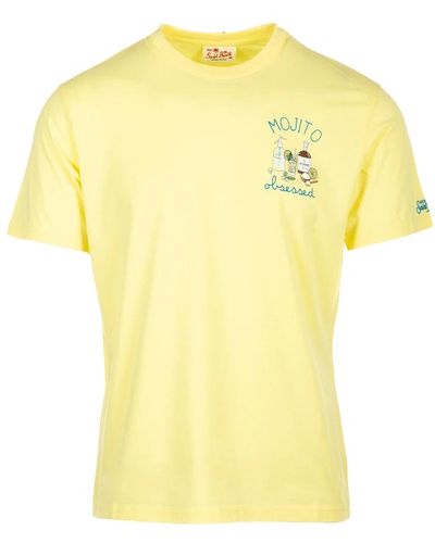 Mc2 Saint Barth Klassisches baumwoll-t-shirt gelb