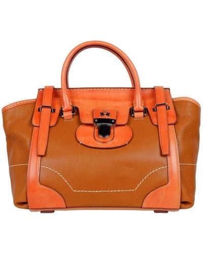 La Martina Kalbslederhandtasche mit vorhängeschloss - Orange