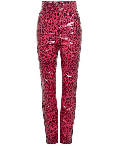 Dolce & Gabbana Leopard Skinny Hosen - Rot