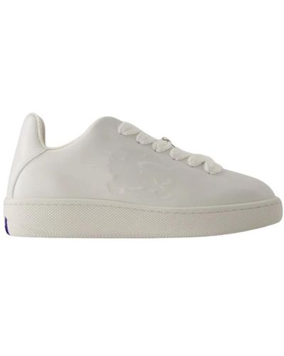 Burberry Sneakers box in pelle bianca - Grigio