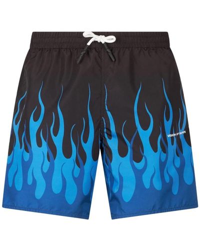 Vision Of Super Black swimwear with double blue flames